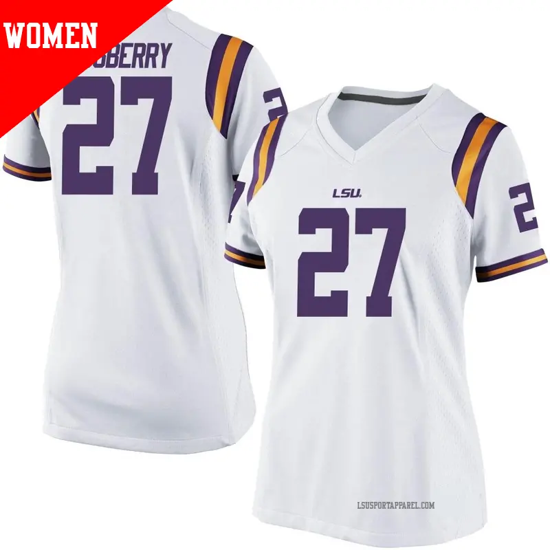 Women's ＃27 Austin Ausberry LSU Tigers Game White Football College Jersey