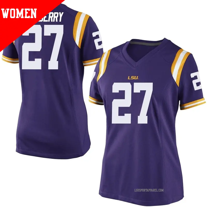 Women's ＃27 Austin Ausberry LSU Tigers Replica Purple Football College Jersey