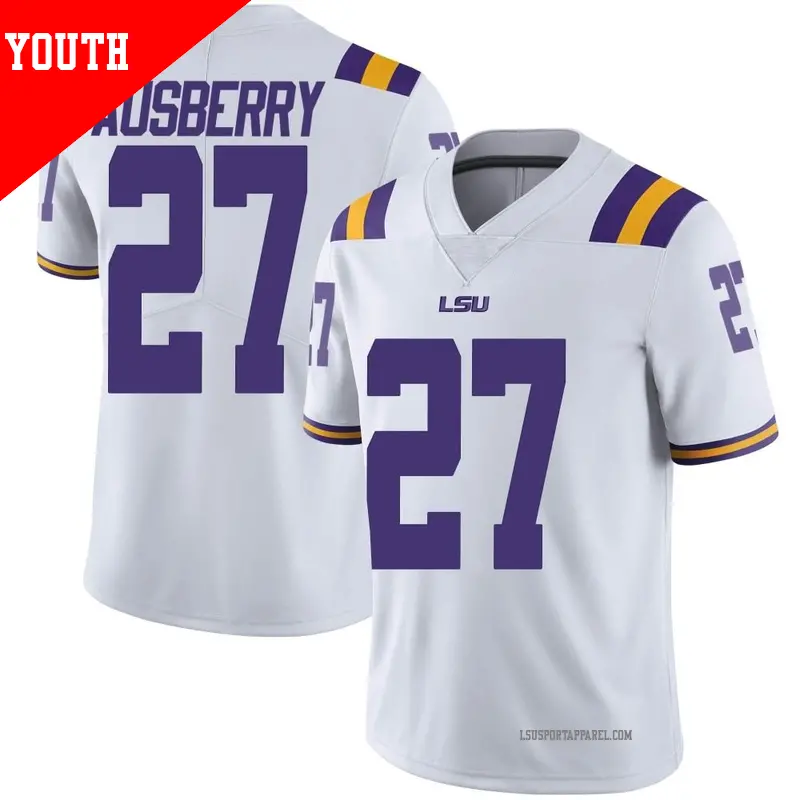 Youth ＃27 Austin Ausberry LSU Tigers Limited White Football College Jersey